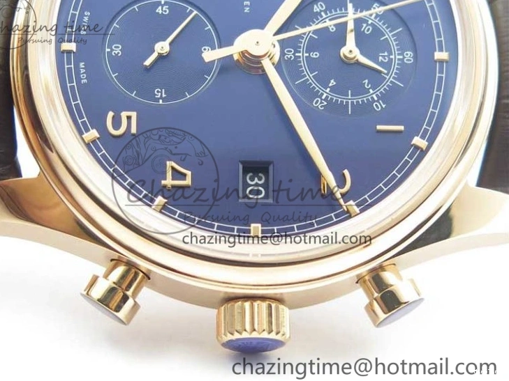 MIROTIME 0101 Portugieser Chrono  42 IW390406 RG ZF 1:1 Best Edition Blue Dial on Brown Leather Strap A Durable 7129